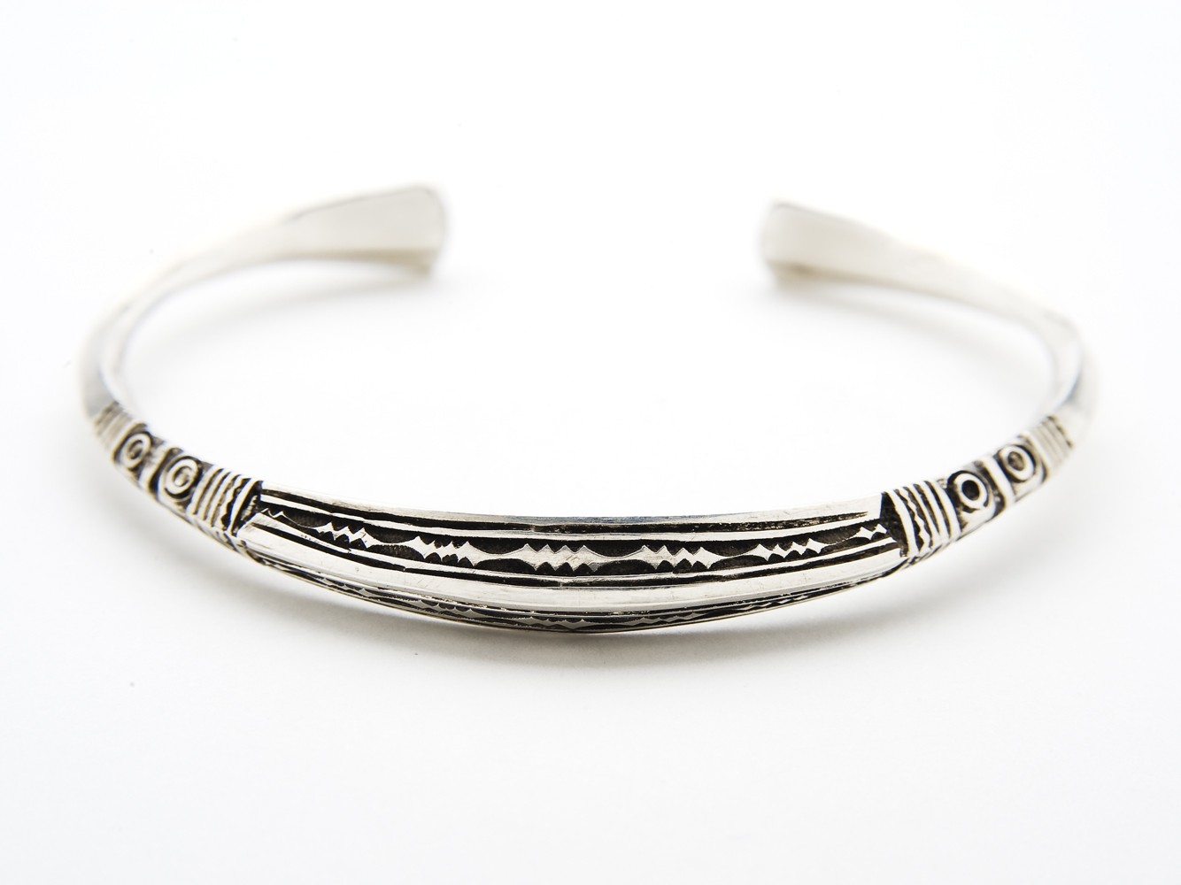 Silver Bracelet with Tapered Ends