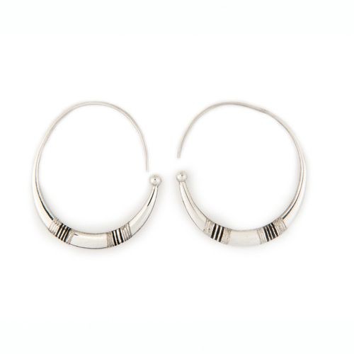 Silver and Ebony Hoop Earrings