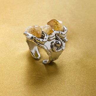 Alpaca Silver and Citrine Ring From Brazil