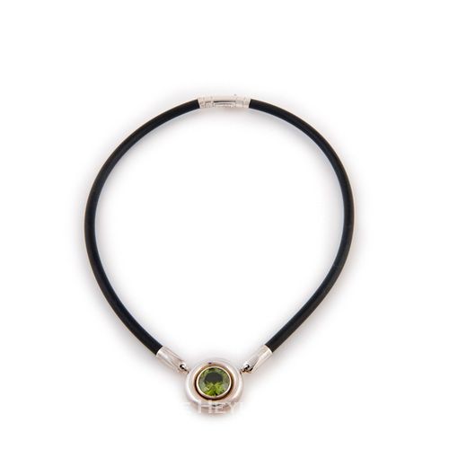 Rubber, Silver & Peridot Necklace From Indonesia