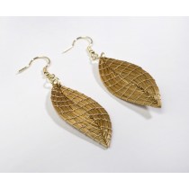 Golden Grass Leaf Earrings