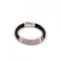 Rubber and Silver Bracelet From Indonesia