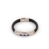 Rubber, Silver and Lapis Bracelet from Indonesia