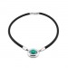 Rubber, Silver & Turquoise Necklace From Indonesia